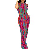 Fashion women's casual printing two-piece suit