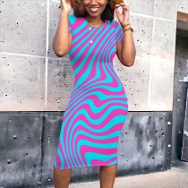 Short sleeve casual printed dress
