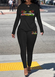 Womens Long Sleeve Tracksuit Crewneck Tops And Long Pants Printed Leisure 2 Piece Outfits