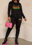 Womens Long Sleeve Tracksuit Crewneck Tops And Long Pants Printed Leisure 2 Piece Outfits