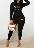Womens Long Sleeve Tracksuit Crewneck Pullover Tops And Long Pants Tracksuit Printed Leisure 2 Piece Outfits