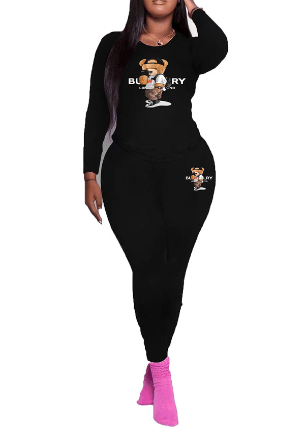 Womens Long Sleeve Tracksuit Crewneck Pullover Tops And Long Pants Tracksuit Printed Leisure 2 Piece Outfits