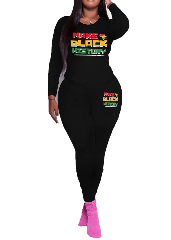 Womens Long Sleeve Tracksuit Crewneck Pullover Tops And Long Pants Tracksuit Printed Leisure 2 Piece Outfits