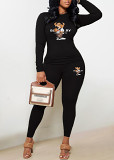 Womens Long Sleeve Tracksuit Crewneck Pullover Tops And Long Pants Tracksuit Printed Leisure 2 Piece Outfits