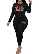 Womens Long Sleeve Tracksuit Crewneck Tops And Long Pants Printed Leisure 2 Piece Outfits