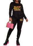 Womens Long Sleeve Tracksuit Crewneck Tops And Long Pants Printed Leisure 2 Piece Outfits