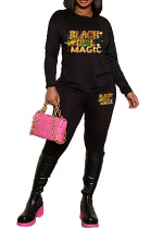Womens Long Sleeve Tracksuit Crewneck Tops And Long Pants Printed Leisure 2 Piece Outfits