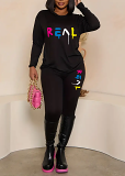 Womens Long Sleeve Tracksuit Crewneck Tops And Long Pants Printed Leisure 2 Piece Outfits