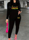 Womens Long Sleeve Tracksuit Crewneck Tops And Long Pants Printed Leisure 2 Piece Outfits
