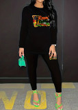 Womens Long Sleeve Tracksuit Crewneck Tops And Long Pants Printed Leisure 2 Piece Outfits