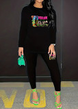 Womens Long Sleeve Tracksuit Crewneck Tops And Long Pants Printed Leisure 2 Piece Outfits