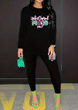 Womens Long Sleeve Tracksuit Crewneck Tops And Long Pants Printed Leisure 2 Piece Outfits
