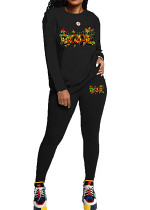 Womens Long Sleeve Tracksuit Crewneck Tops And Long Pants Printed Leisure 2 Piece Outfits