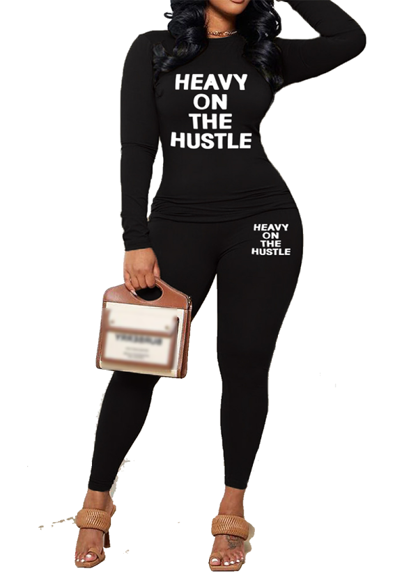 Womens Long Sleeve Tracksuit Crewneck Tops And Long Pants Printed Leisure 2 Piece Outfits