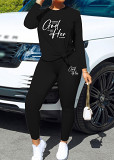 Womens Long Sleeve Tracksuit Crewneck Pullover Tops And Long Pants Tracksuit Printed Leisure 2 Piece Outfits