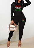 Womens Long Sleeve Tracksuit Crewneck Tops And Long Pants Printed Leisure 2 Piece Outfits
