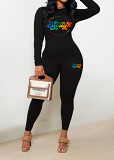 Womens Long Sleeve Tracksuit Crewneck Tops And Long Pants Printed Leisure 2 Piece Outfits