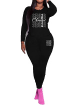 Womens Long Sleeve Tracksuit Crewneck Tops And Long Pants Printed Leisure 2 Piece Outfits