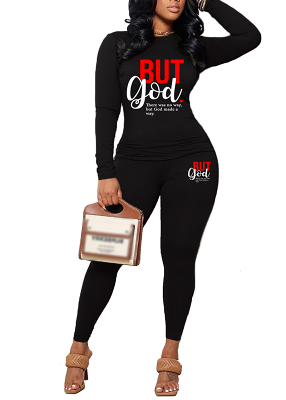 Womens Long Sleeve Tracksuit Crewneck Tops And Long Pants Printed Leisure 2 Piece Outfits