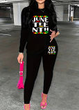 Womens Long Sleeve Tracksuit Crewneck Tops And Long Pants Printed Leisure 2 Piece Outfits