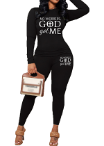 Womens Long Sleeve Tracksuit Crewneck Tops And Long Pants Printed Leisure 2 Piece Outfits