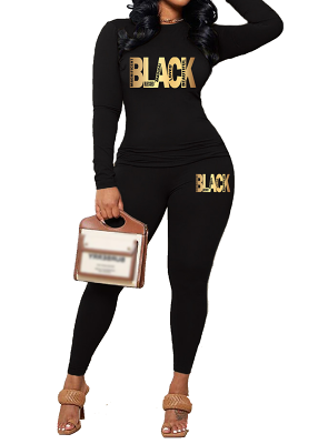 Womens Long Sleeve Tracksuit Crewneck Tops And Long Pants Printed Leisure 2 Piece Outfits