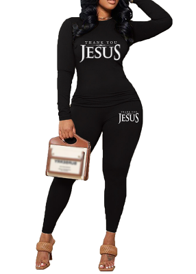 Womens Long Sleeve Tracksuit Crewneck Tops And Long Pants Printed Leisure 2 Piece Outfits