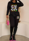 Womens Long Sleeve Tracksuit Crewneck Tops And Long Pants Printed Leisure 2 Piece Outfits