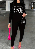 Womens Long Sleeve Tracksuit Crewneck Tops And Long Pants Printed Leisure 2 Piece Outfits