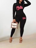 Womens Long Sleeve Tracksuit Crewneck Tops And Long Pants Printed Leisure 2 Piece Outfits