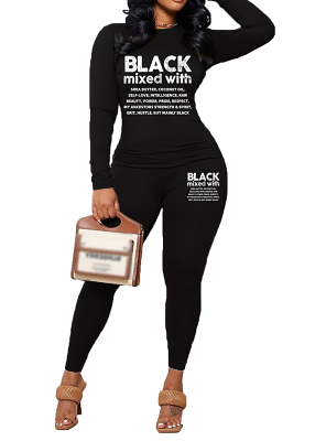 Womens Long Sleeve Tracksuit Crewneck Tops And Long Pants Printed Leisure 2 Piece Outfits