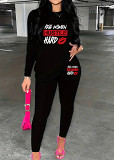 Womens Long Sleeve Tracksuit Crewneck Tops And Long Pants Printed Leisure 2 Piece Outfits