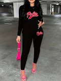 Womens Long Sleeve Tracksuit Crewneck Tops And Long Pants Printed Leisure 2 Piece Outfits