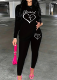 Womens Long Sleeve Tracksuit Crewneck Tops And Long Pants Printed Leisure 2 Piece Outfits