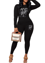 Womens Long Sleeve Tracksuit Crewneck Tops And Long Pants Printed Leisure 2 Piece Outfits