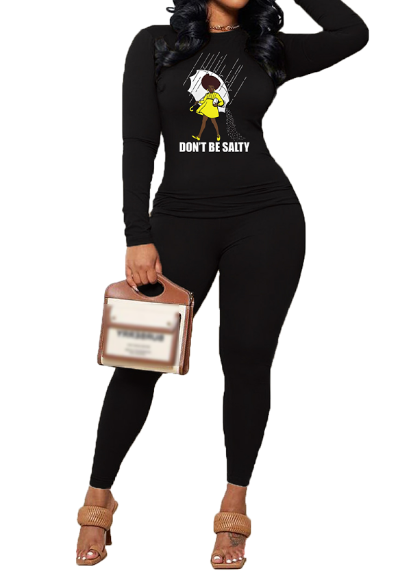 Womens Long Sleeve Tracksuit Crewneck Tops And Long Pants Printed Leisure 2 Piece Outfits