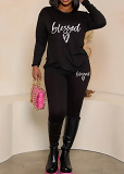 Womens Long Sleeve Tracksuit Crewneck Tops And Long Pants Printed Leisure 2 Piece Outfits