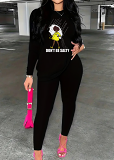 Womens Long Sleeve Tracksuit Crewneck Tops And Long Pants Printed Leisure 2 Piece Outfits