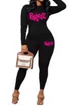 Womens Long Sleeve Tracksuit Crewneck Tops And Long Pants Printed Leisure 2 Piece Outfits