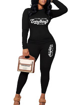 Womens Long Sleeve Tracksuit Crewneck Tops And Long Pants Printed Leisure 2 Piece Outfits