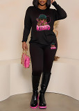 Womens Long Sleeve Tracksuit Crewneck Tops And Long Pants Printed Leisure 2 Piece Outfits