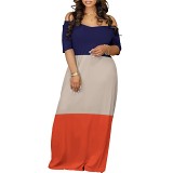 Wide off shoulder neck short sleeve maxi long printed dress