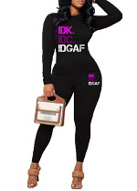 Womens Long Sleeve Tracksuit Crewneck Tops And Long Pants Printed Leisure 2 Piece Outfits
