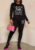 Womens Long Sleeve Tracksuit Crewneck Tops And Long Pants Printed Leisure 2 Piece Outfits