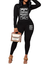 Womens Long Sleeve Tracksuit Crewneck Tops And Long Pants Printed Leisure 2 Piece Outfits