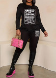 Womens Long Sleeve Tracksuit Crewneck Tops And Long Pants Printed Leisure 2 Piece Outfits