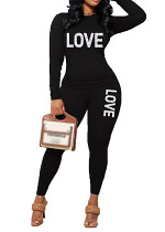Womens Long Sleeve Tracksuit Crewneck Tops And Long Pants Printed Leisure 2 Piece Outfits