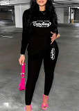 Womens Long Sleeve Tracksuit Crewneck Tops And Long Pants Printed Leisure 2 Piece Outfits