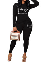 Womens Long Sleeve Tracksuit Crewneck Tops And Long Pants Printed Leisure 2 Piece Outfits
