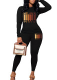 Womens Tracksuit 2 Piece Set Long Sleeve Crewneck Tops And Long Pants Printed Leisure Outfits